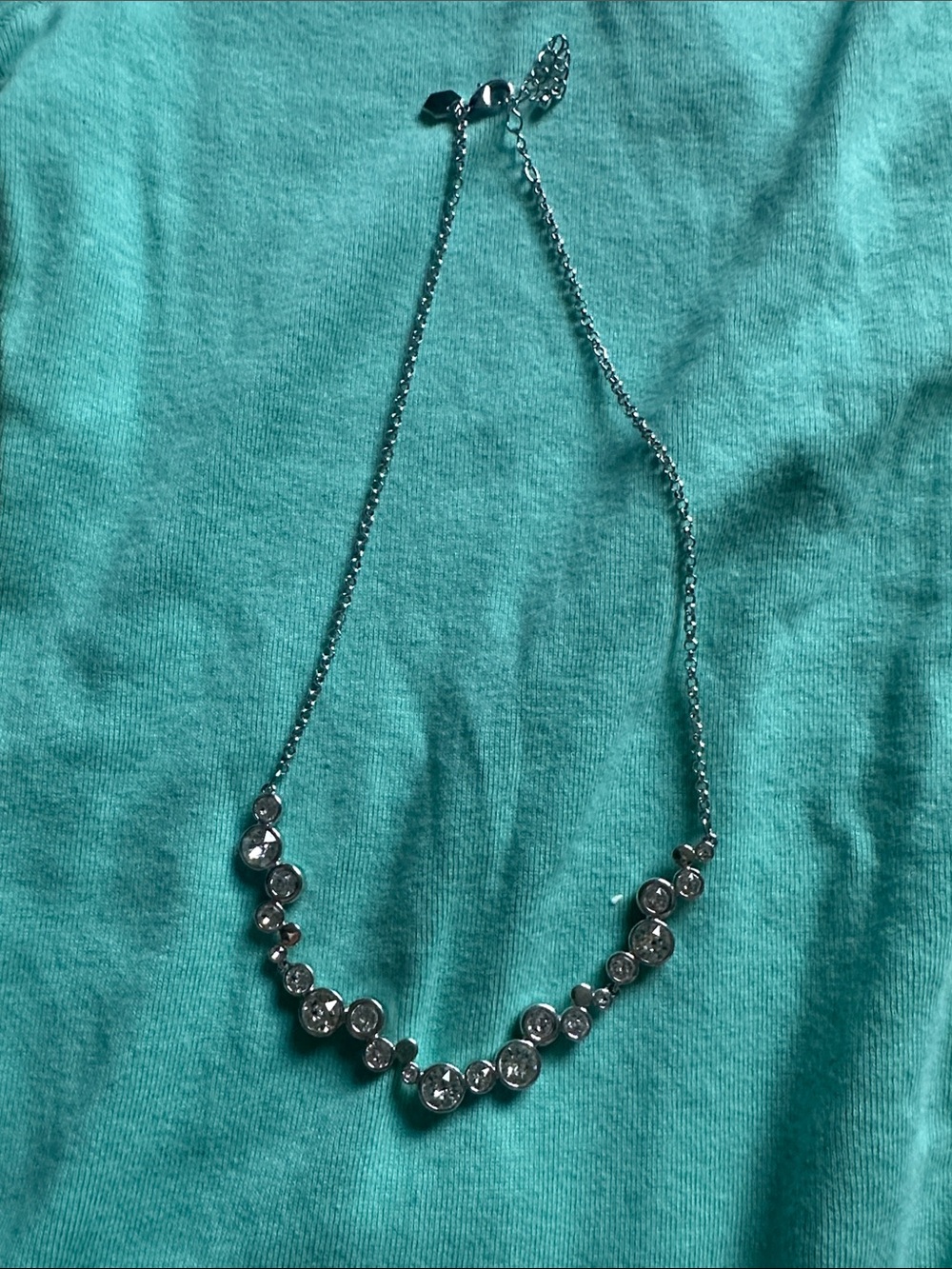 TC Silver Tone Crystal Station Necklace